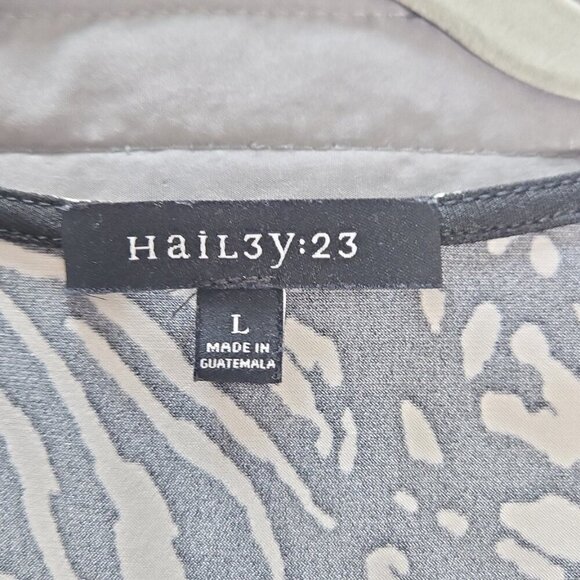 Hailey 23 Seanna Faux Wrap Dress - L Black/Cream Print - Picture 3 of 4